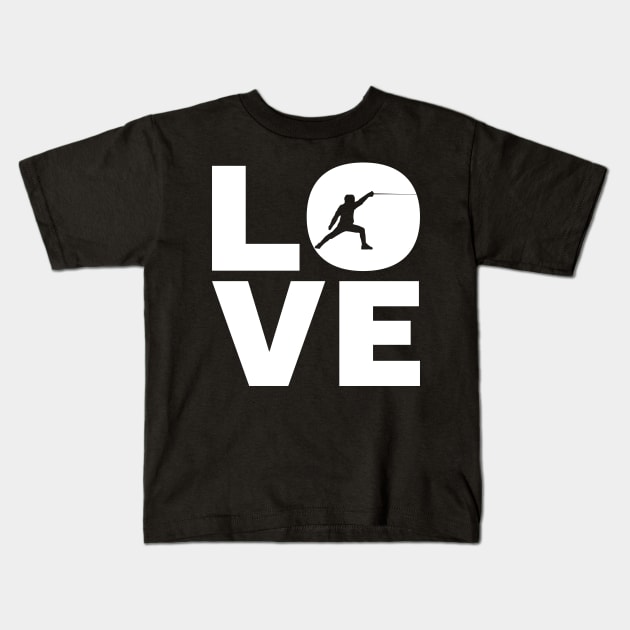 Love Fencing Gift For Fencers Kids T-Shirt by OceanRadar